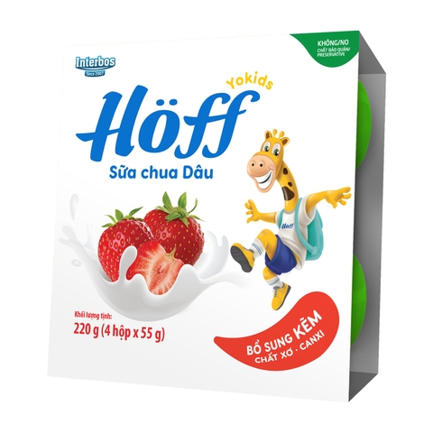Sữa chua hoa quả Hoff vị dâu vỉ 4x55g (6M+)