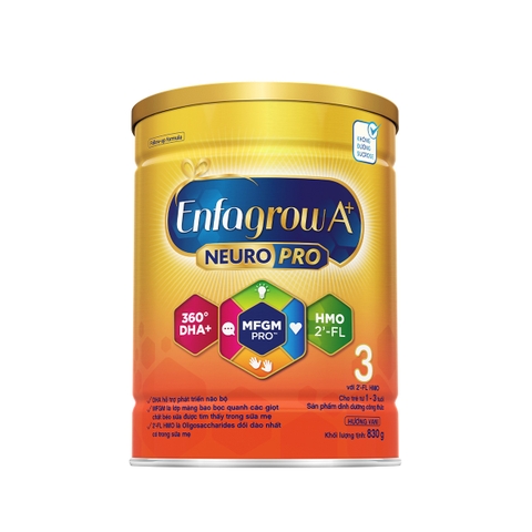 Sữa Enfagrow A+ Neuropro HMO số 3 vị thanh mát 830g (1-3 tuổi)