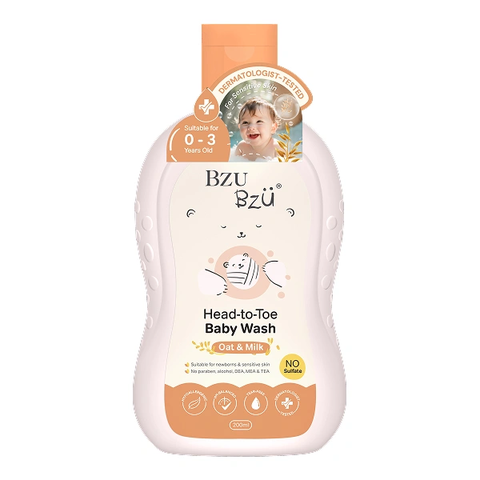 Sữa tắm gội toàn thân cho bé Bzu Bzu 200ml hương yến mạch sữa (0M+)
