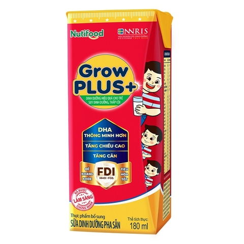 Sữa Uống Dinh Dưỡng Nutifood GrowPlus+ 180ml Đỏ cho bé trên 1 tuổi (vỉ 4 hộp)