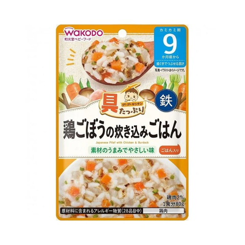 Cháo Wakodo số 9 vị Gà Rau Củ 80g cho bé trên 9 tháng