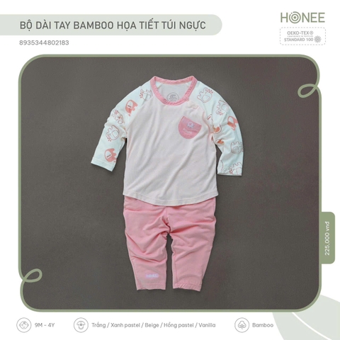 Bộ dài tay Bamboo họa tiết túi ngực Hrnee 2183