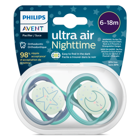 Ty ngậm thông khí dạ quang ban đêm Philips Avent (SCF376/13, 6-18M, vỉ đôi)
