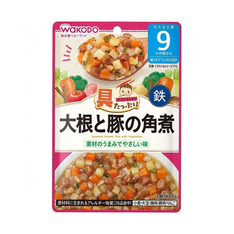 Cháo Wakodo số 9 vị Thịt Lợn Rau Củ 80g cho bé trên 9 tháng