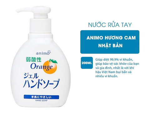 Nước rửa tay kháng khuẩn Rocketshop Animo hương Cam Nhật Bản 200ml