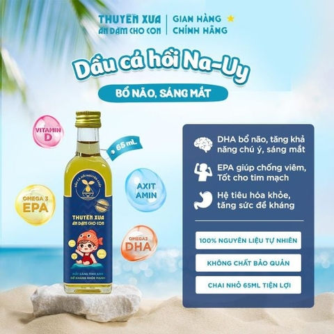 Dầu Cá Hồi Na-Uy Nguyên Chất Thuyền Xưa Ăn Dặm 65ml Cho Bé (6M+)