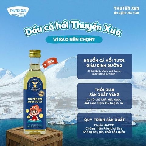 Dầu Cá Hồi Na-Uy Nguyên Chất Thuyền Xưa Ăn Dặm 65ml Cho Bé (6M+)