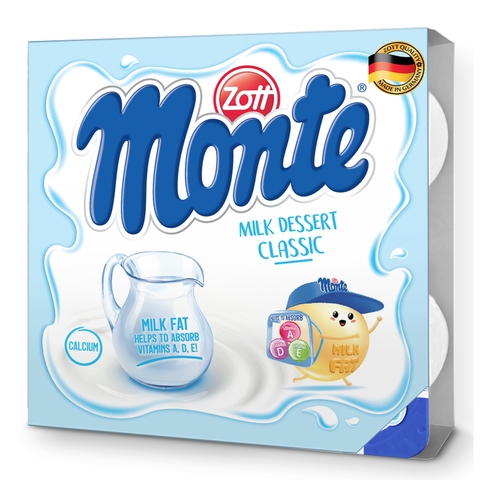 Váng sữa Zott Monte Classic vỉ 4x55g  cho bé trên 6 tháng tuổi
