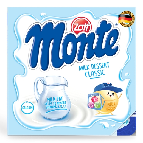 Váng sữa Zott Monte Classic vỉ 4x55g  cho bé trên 6 tháng tuổi