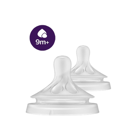 Vỉ 2 núm ty silicone Philips Avent mô phỏng tự nhiên mẫu mới (SCY966/12) cho bé > 9 tháng