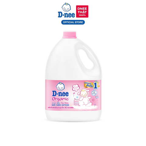 Nước xả mềm quần áo em bé Dnee hồng can 2.8 lít