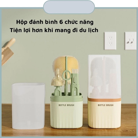 Bộ cọ bình sữa silicon gấp gọn tiện lợi 6 chi tiết