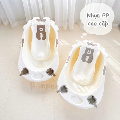 Chậu tắm Honper HP132 hình gấu vương miện kèm giá đỡ (92 x 50 x cao 23cm)