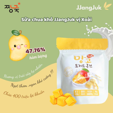 Sữa chua khô JJANGJUK vị Xoài - Hàn Quốc - Gói 16gr