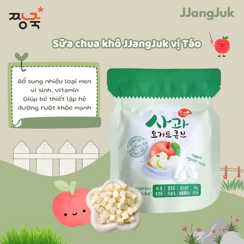 Sữa chua khô JJANGJUK vị Táo - Hàn Quốc - Gói 16gr