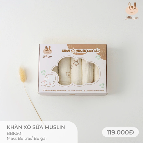 Sét 5 khăn xô muslin Little Love (Họa tiết ngẫu nhiên)