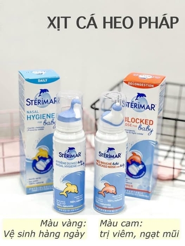 Xịt mũi hàng ngày Cá Heo Sterimar nội địa Pháp màu Vàng (0-3Y+)