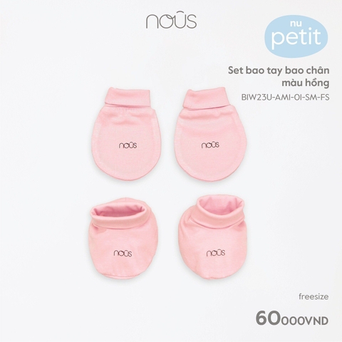 Set bao tay bao chân NOUS màu hồng B1W23U-AM1-01-SM-FS