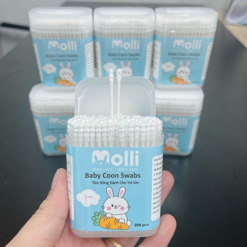 Tăm bông trẻ em Molli (hộp 200 que)