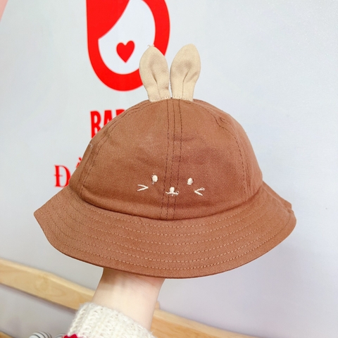 Mũ vành thêu tai thỏ cho bé từ 1-3Y (màu ngẫu nhiên)