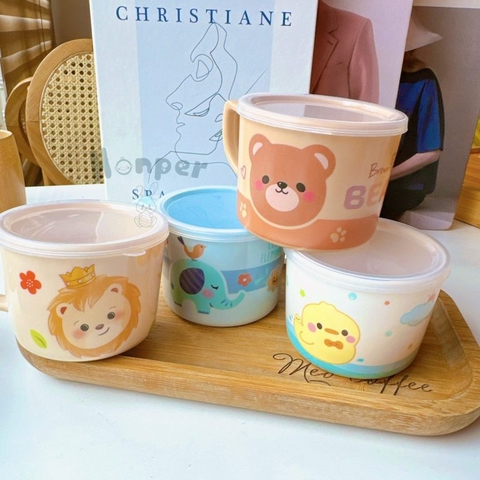 Cốc uống nước Honper HP2406 có nắp đậy 185ml (Họa tiết ngẫu nhiên)