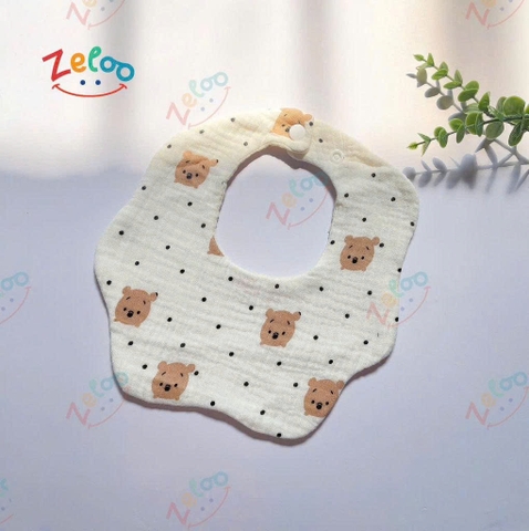Set 3 yếm tròn 6 lớp Muslin Organic Zeloo