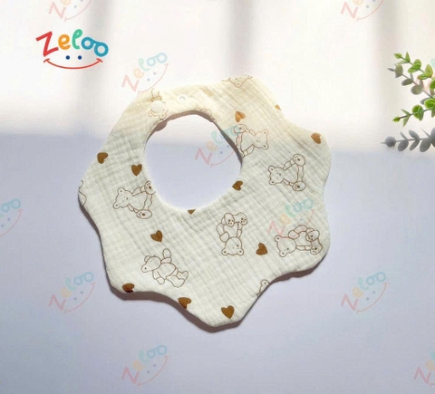 Set 3 yếm tròn 6 lớp Muslin Organic Zeloo
