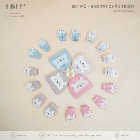 Set mũ bao tay chân TEDDY Hrnee Free Size