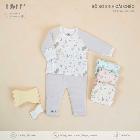 Bộ sơ sinh cài chéo Hrnee 0-3M