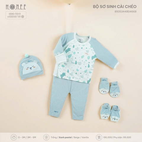 Bộ sơ sinh cài chéo Hrnee 0-3M