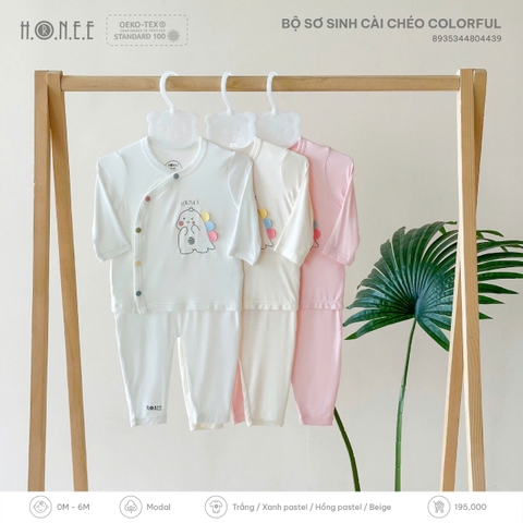 Bộ sơ sinh cài chéo Colorful Hrnee 0-3M