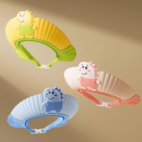 Mũ gội đầu chắn nước họa tiết khủng long Chibi (màu ngẫu nhiên)