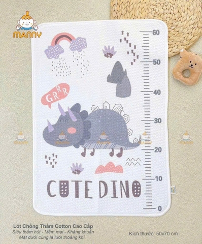 Lót tè chống thấm cotton cao cấp Manny 50x70cm (họa tiết ngẫu nhiên)