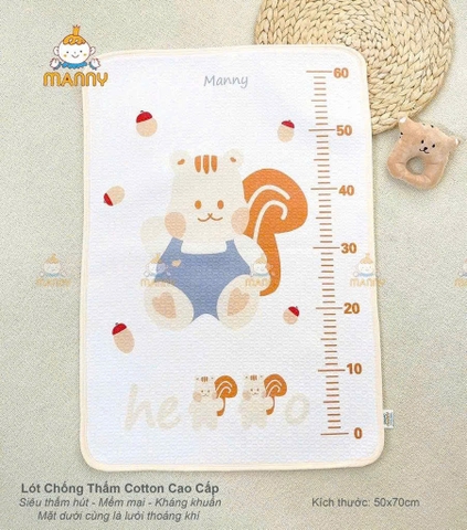 Lót tè chống thấm cotton cao cấp Manny 50x70cm (họa tiết ngẫu nhiên)