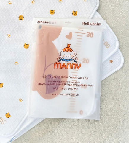 Lót tè chống thấm cotton xuất Hàn cao cấp Manny 50x70cm (họa tiết ngẫu nhiên)