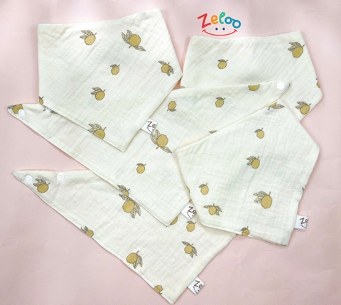 Sét 5 yếm 4 lớp Muslin Organic Zeloo (họa tiết ngẫu nhiên)