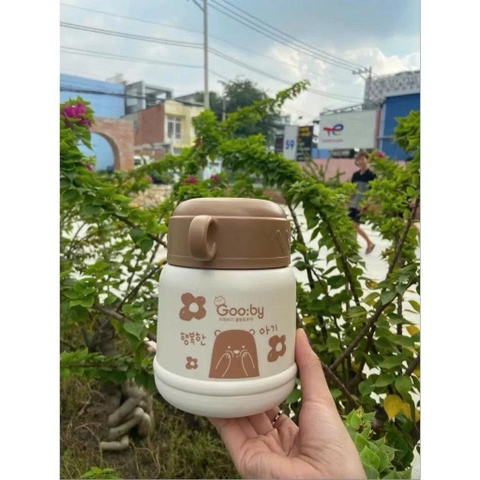 Bình Ủ Cháo Giữ Nhiệt Inox 304 Kèm Thìa GOOBY (600ml)