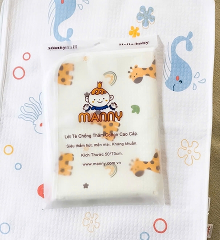Lót tè chống thấm cotton cao cấp Manny 50x70cm (họa tiết ngẫu nhiên)