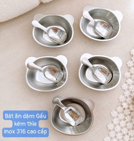 Bát inox kèm thìa cho bé ăn dặm
