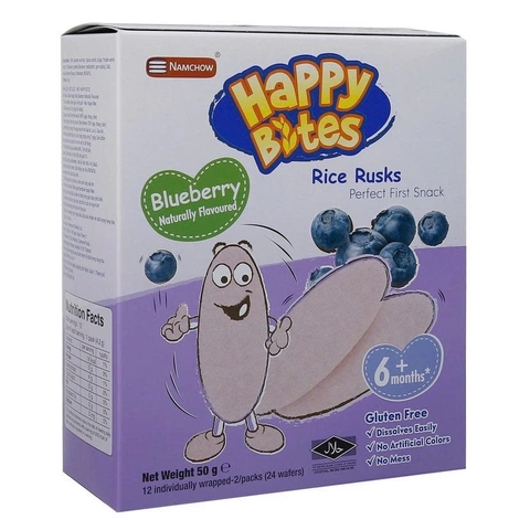 Bánh gạo ăn dặm Happy Bites vị việt quất 50g (6M+)