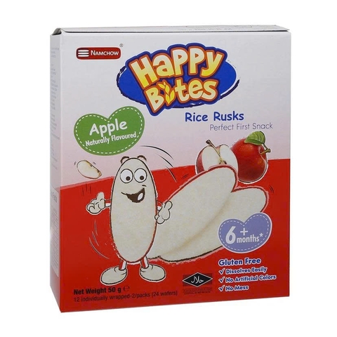 Bánh gạo ăn dặm Happy Bites vị táo 50g (6M+)
