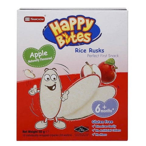 Bánh gạo ăn dặm Happy Bites vị táo 50g (6M+)