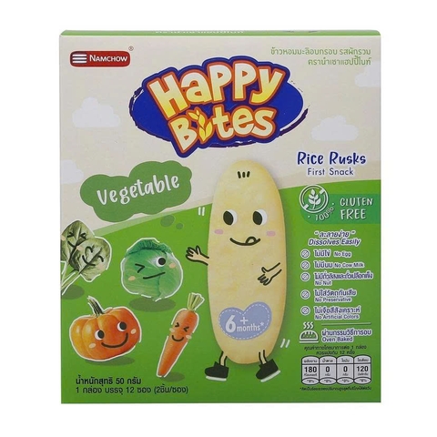 Bánh gạo ăn dặm Happy Bites vị rau củ 50g (6M+)