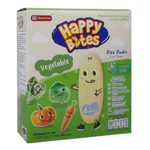 Bánh gạo ăn dặm Happy Bites vị rau củ 50g (6M+)