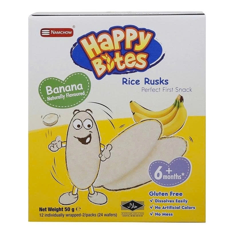 Bánh gạo ăn dặm Happy Bites vị chuối 50g (6M+)
