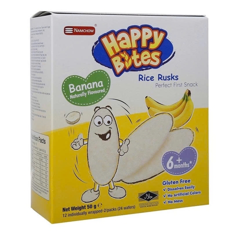 Bánh gạo ăn dặm Happy Bites vị chuối 50g (6M+)