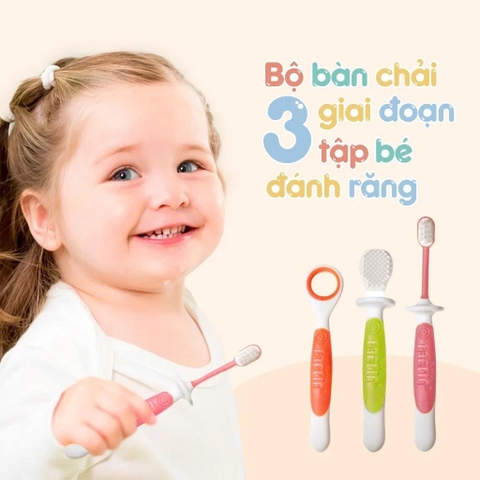 Bộ bàn chải 3 giai đoạn Farlin cho bé tập đánh răng hiệu quả