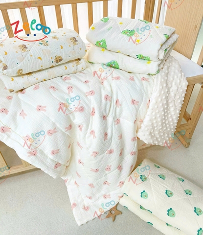 Chăn Trần Bông Hạt đậu Zeloo Manny  110x110cm (họa tiết ngẫu nhiên)