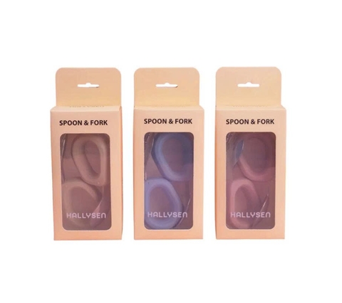 Bộ thìa nĩa inox tay cầm tròn Hallysen - màu hồng