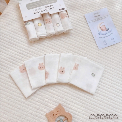 Set 5 khăn sữa sợi tre 4 lớp Monona Joonee MNN135 (30x30cm)
